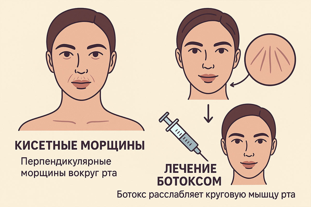 Ботокс кисетные морщины вокруг губ