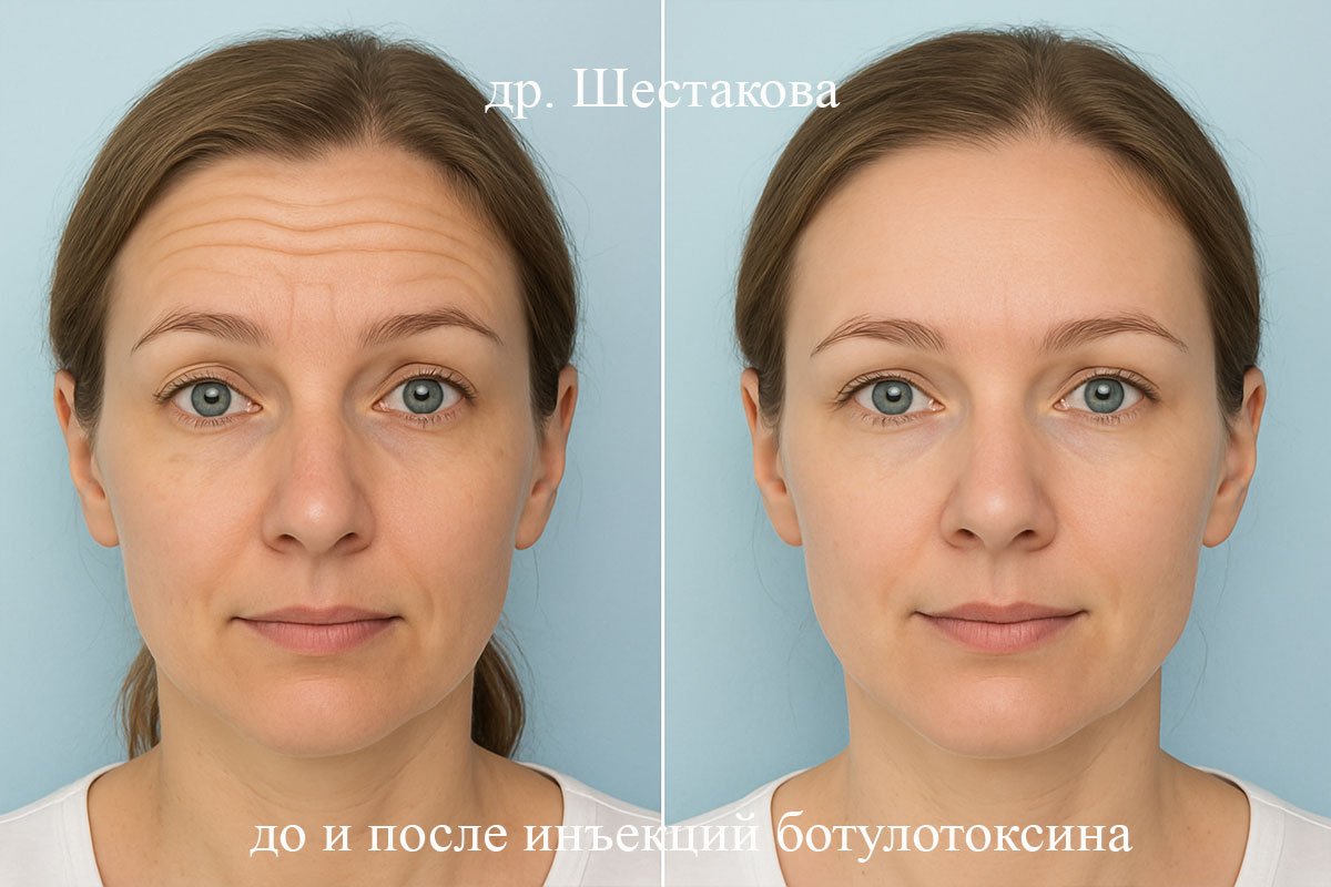 Инъекции ботулотоксина в лоб