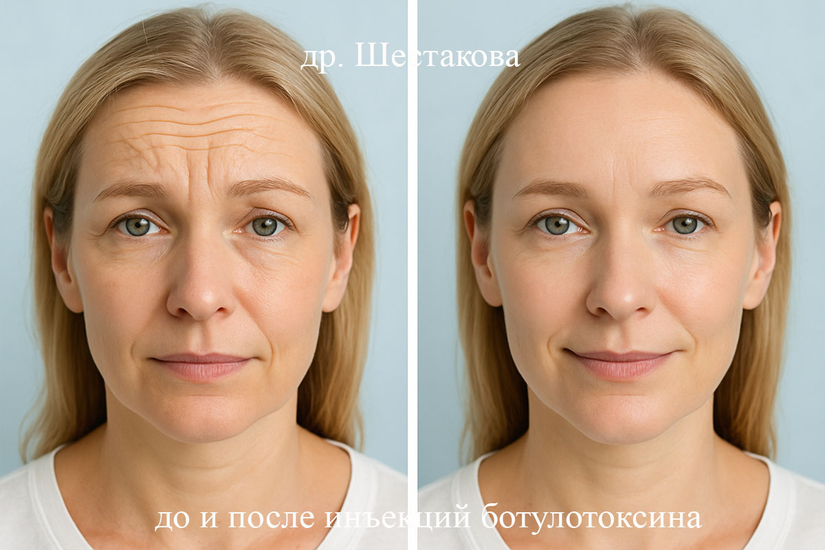 Инъекции ботулотоксина в лоб
