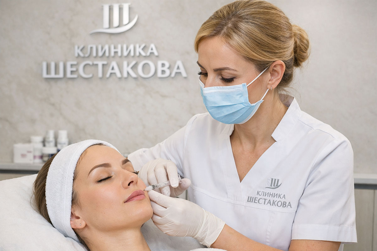 Процедуру выполняет врач-косметолог клиники Шестакова