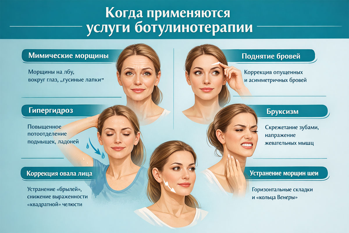 Когда применяются услуги ботулинотерапии