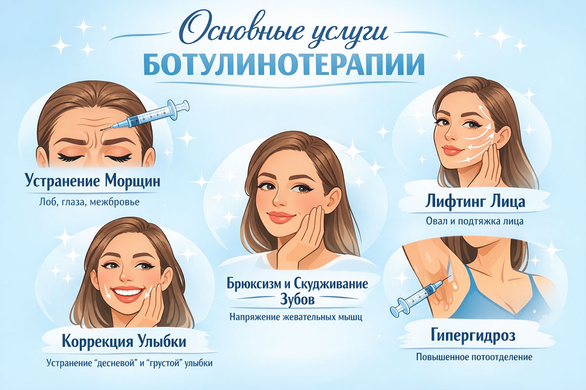 Основные услуги ботулинотерапии