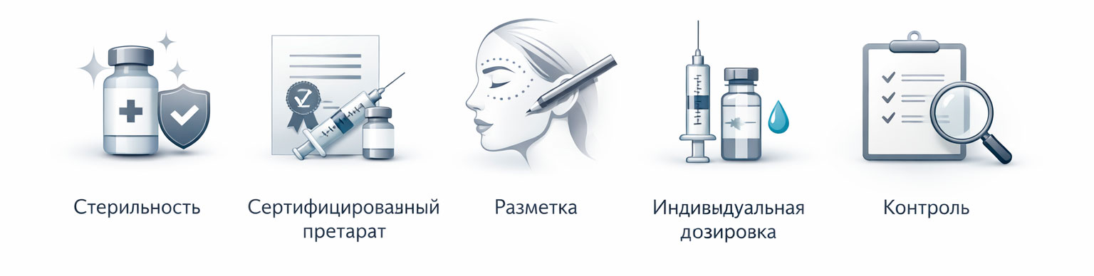 Блок безопасности ботулинотерапии: стерильность, сертифицированные препараты и контроль