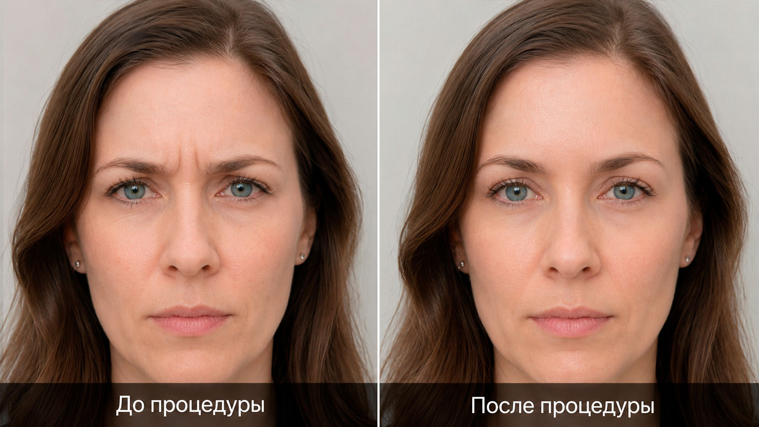 Фото до и после ботокса в межбровье с естественным результатом